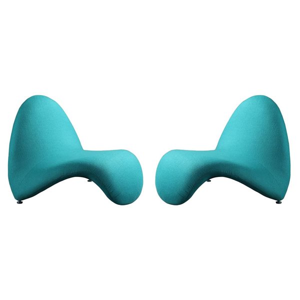 Manhattan Comfort Set of 2 MoMa Modern Teal Wool Blend Upholstered Accent Chair