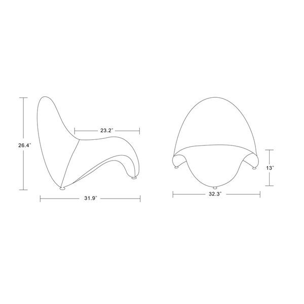 Manhattan Comfort Set of 2 MoMa Modern Teal Wool Blend Upholstered Accent Chair