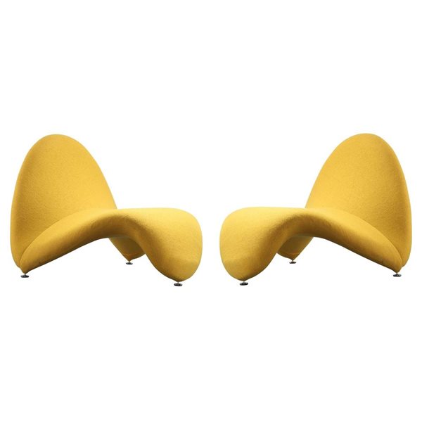 Manhattan Comfort Set of 2 MoMa Modern Yellow Wool Blend Upholstered Accent Chair
