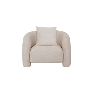 Manhattan Comfort Sylvia Modern Beige Tweed Upholstered Accent Chair w/ Accent Pillow