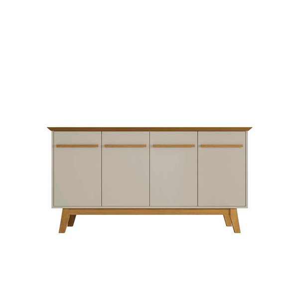 Manhattan Comfort Yonkers 63-in W Off-White and Brown Composite Sideboard w/ Solid Wood Legs and 2 Cabinets