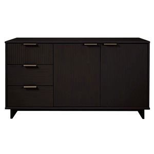 Buffet moderne Granville Manhattan Comfort 55 po l. po en bois noir avec 3 tiroirs à extension complète