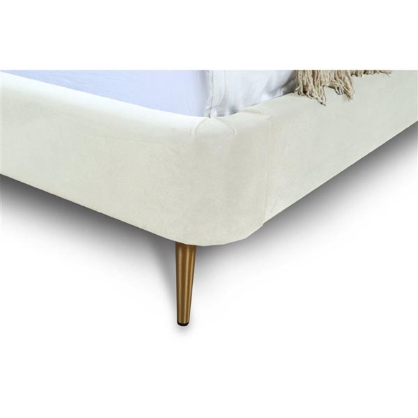 Manhattan Comfort Heather Cream Velvet Upholstered Queen-Size Bed