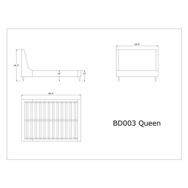 Manhattan Comfort Heather Cream Velvet Upholstered Queen-Size Bed