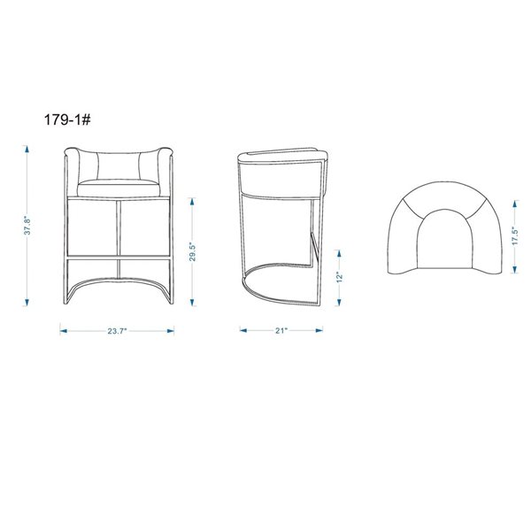 Manhattan Comfort Set of 2 Cosmopolitan Pebble Grey and Black Faux Leather 38-in H Upholstered Metal Bar Stool