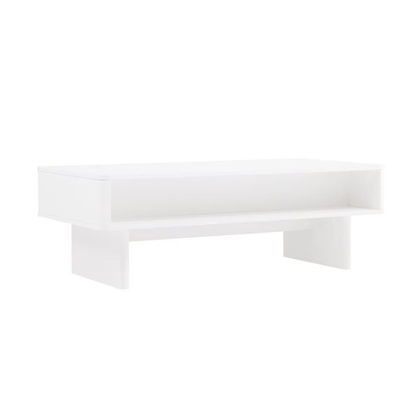 Manhattan Comfort Ella Rectangular White 47 W x 24 D x 16-in H Modern Coffee Table w/ 2 Full Extension Drawers