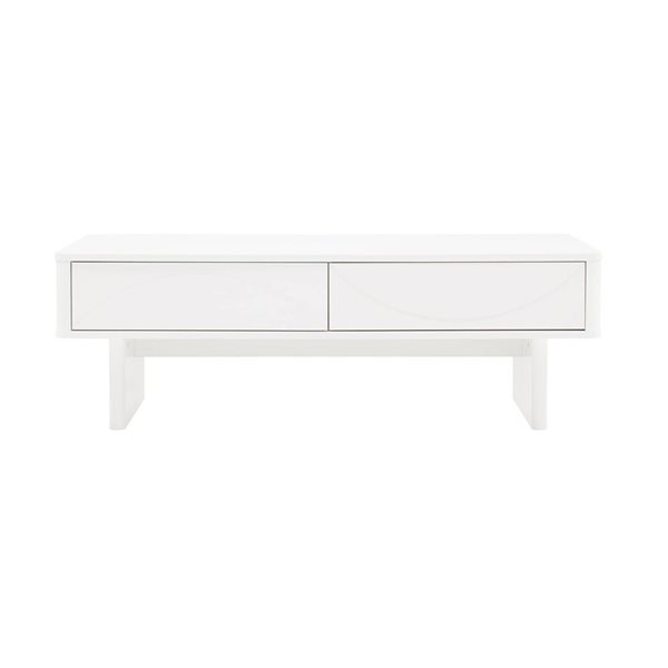 Manhattan Comfort Ella Rectangular White 47 W x 24 D x 16-in H Modern Coffee Table w/ 2 Full Extension Drawers
