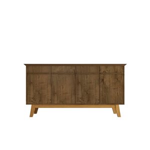 Manhattan Comfort Yonkers 63-in W Rustic Brown Composite Sideboard w/ Solid Wood Legs and 2 Cabinets