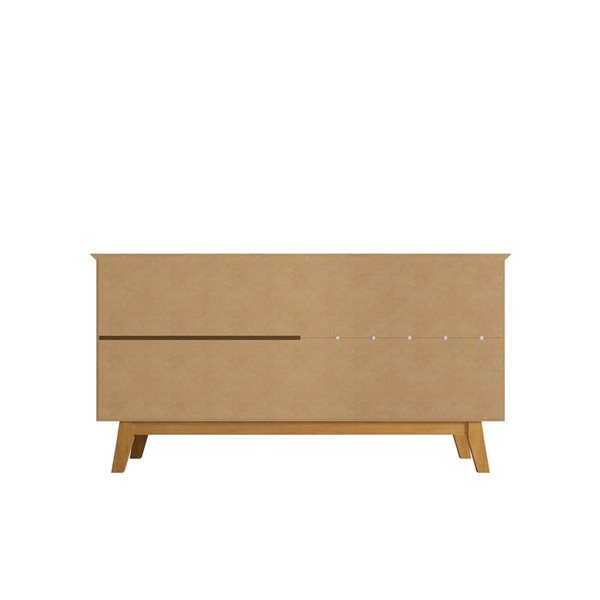 Manhattan Comfort Yonkers 63-in W White Composite Sideboard w/ Solid Wood Legs and 2 Cabinets
