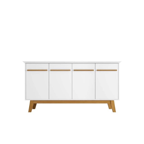 Manhattan Comfort Yonkers 63-in W White Composite Sideboard w/ Solid Wood Legs and 2 Cabinets
