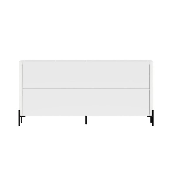 Manhattan Comfort Abbey 67-in W White Modern Composite Sideboard w/ Adjustable Shelves and Metal Legs