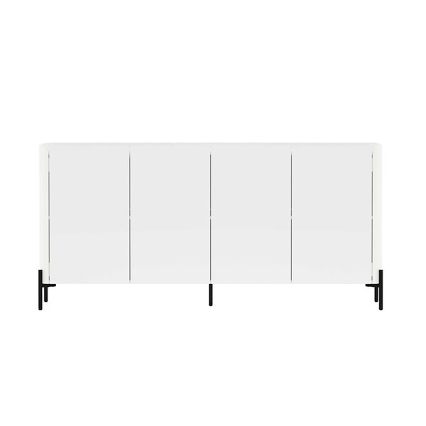 Manhattan Comfort Abbey 67-in W White Modern Composite Sideboard w/ Adjustable Shelves and Metal Legs