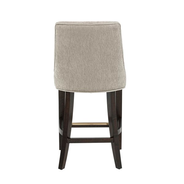 Manhattan Comfort Beever Taupe Chenille 38-in H Upholstered Counter Stool w/ Rubberwood Legs