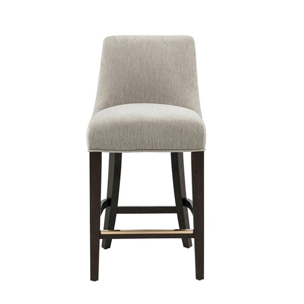 Manhattan Comfort Beever Taupe Chenille 38-in H Upholstered Counter Stool w/ Rubberwood Legs