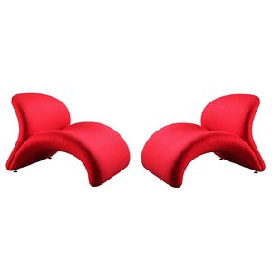 Manhattan Comfort Set of 2 Rosebud Modern Red Wool Blend Upholstered Accent Chair
