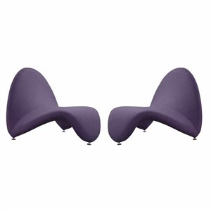 Manhattan Comfort Set of 2 MoMa Modern Purple Wool Blend Upholstered Accent Chair