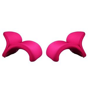 Manhattan Comfort Set of 2 Rosebud Modern Fuschia Wool Blend Upholstered Accent Chair