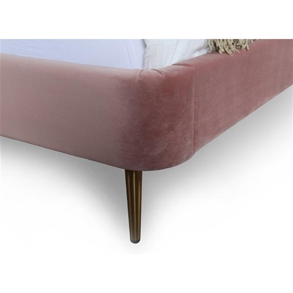 Manhattan Comfort Heather Pink Velvet Upholstered Queen-Size Bed
