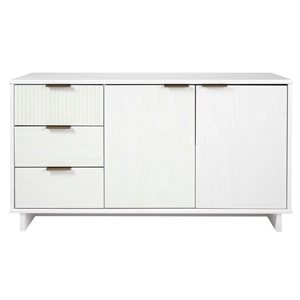 Buffet moderne Granville Manhattan Comfort 55 po l. po en bois blanc avec 3 tiroirs à extension complète