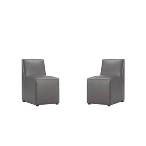 Chaise de salle à manger carrée rembourrée moderne Anna par Manhattan Comfort similicuir étain, ensemble de 2