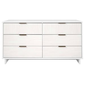 Commode double moderne 55,07 po l. Granville par Manhattant avec 6 tiroirs à extension complète, blanc