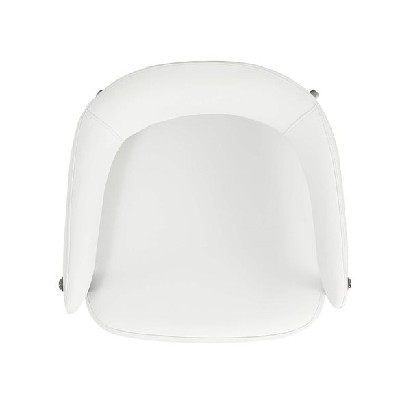 Manhattan Comfort Belle White Textured Leatherette Upholstered Dining Chair w/ Metal Legs - Set of 4