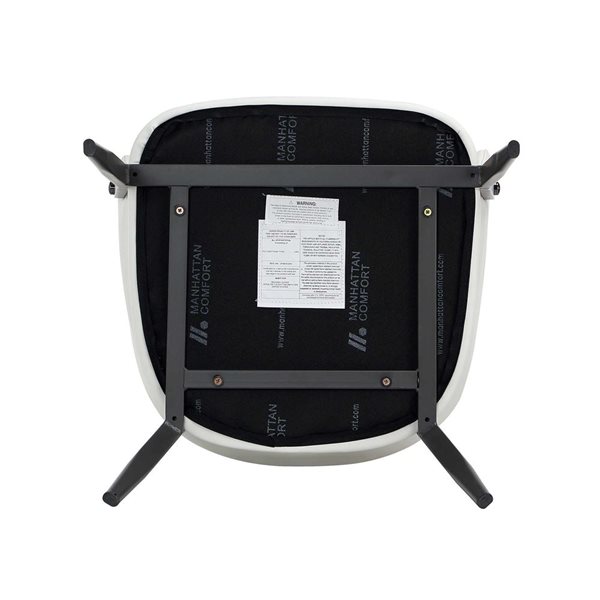 Manhattan Comfort Belle White Textured Leatherette Upholstered Dining Chair w/ Metal Legs - Set of 4