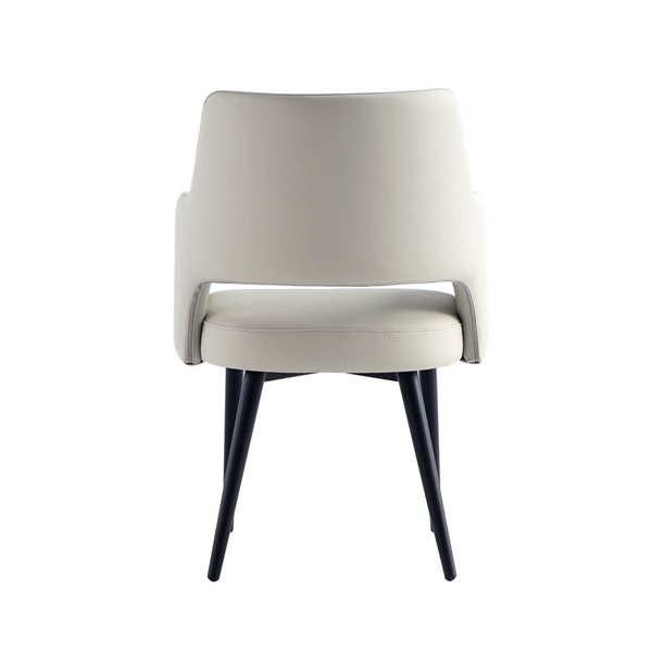 Manhattan Comfort Tremont Stone Leatherette Upholstered Dining Arm Chair w/ Black Legs