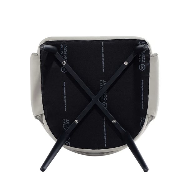 Manhattan Comfort Tremont Stone Leatherette Upholstered Dining Arm Chair w/ Black Legs