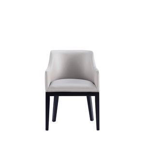 Fauteuil de salle à manger moderne Gansevoort par Manhattan Comfort en similicuir gris pâle avec pieds en bois