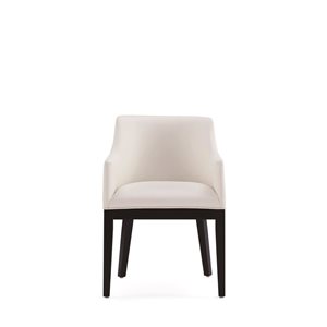Fauteuil de salle à manger moderne Gansevoort par Manhattan Comfort en similicuir crème avec pieds en bois
