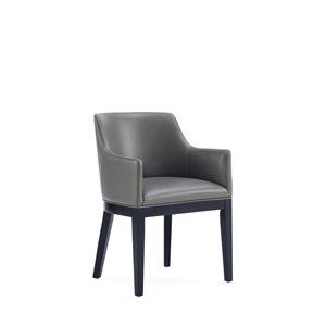 Fauteuil de salle à manger moderne Gansevoort par Manhattan Comfort en similicuir gris galet avec pieds en bois