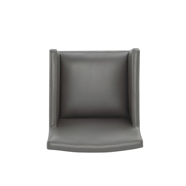 Manhattan Comfort Anna Modern Pewter Faux Leather Square Upholstered Dining Armchair