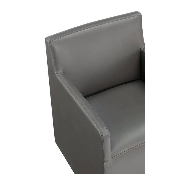 Manhattan Comfort Anna Modern Pewter Faux Leather Square Upholstered Dining Armchair