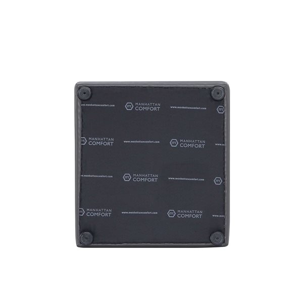 Manhattan Comfort Anna Modern Pewter Faux Leather Square Upholstered Dining Armchair