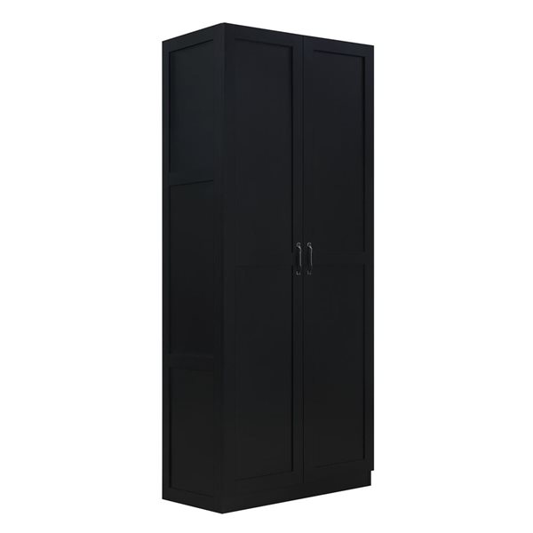 Set of 2 Manhattan Comfort Cornelia Modern Storage Closet w/ 4 Fixed and Adjustable Shelves - Black