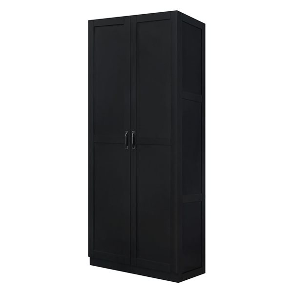 Set of 2 Manhattan Comfort Cornelia Modern Storage Closet w/ 7 Adjustable Shelves - Black