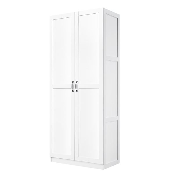 Set of 2 Manhattan Comfort Cornelia Modern Storage Closet w/ 7 Adjustable Shelves - White