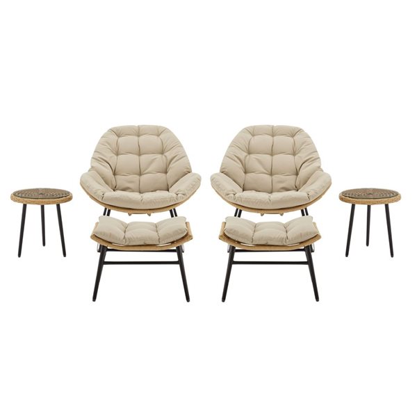 Manhattan Comfort Benson Modern 6 Pcs Patio Rocking Chair Set w ...