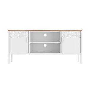 Meuble télé moderne Landen 47 poManhattan Comfort avec 6 tablettes fixes, blanc