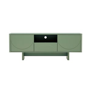 Meuble télé moderne Ella 59 po Manhattan Comfort avec tablettes ajustables, vert sauge