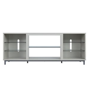 Meuble télé Brighton 60 po Manhattan Comfort avec tablettes en verre et gestion des fils, beige