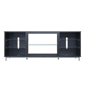 Meuble télé Brighton 60 po Manhattan Comfort avec étagères en verre et gestion des fils, onyx