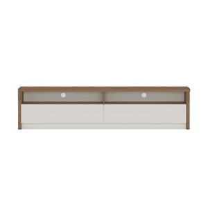 Meuble télé contemporain Duncan 70 po Manhattan Comfort avec assemblage par encliquetage, érable et blanc cassé