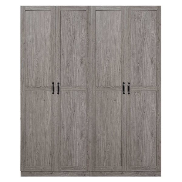 Set of 2 Manhattan Comfort Cornelia Modern Storage Closet w/ 4 Fixed and Adjustable Shelves - Grey