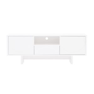 Meuble télé moderne Ella 59 po Manhattan Comfort avec tablettes ajustables, blanc