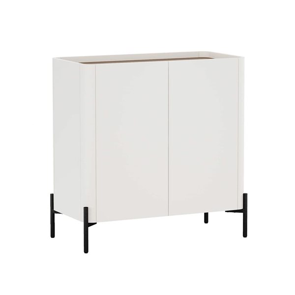 Manhattan Comfort Abbey 2-Pc Modern Accent Cabinet and 66.9-in Sideboard Set w/ Adjustable Shelves - Maple/Off-White