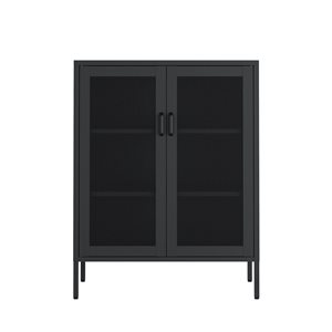 Manhattan Comfort Amelia 31.5-in W Black Metal Modern Accent Cabinet w/ 2 Adjustable Shelves