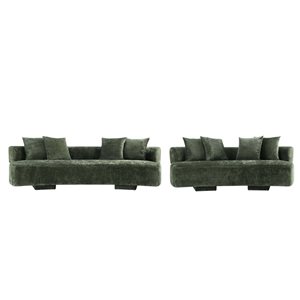 Ensemble de canapés modernes 2 pièces Verandah par Manhattan Comfort en chenille vert olive, 112 po et 90,6 po