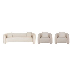 Ensemble canapé et fauteuils d'appoint moderne rembourré 3 pièces Sylvia par Manhattan Comfort en tweed poussière d'or